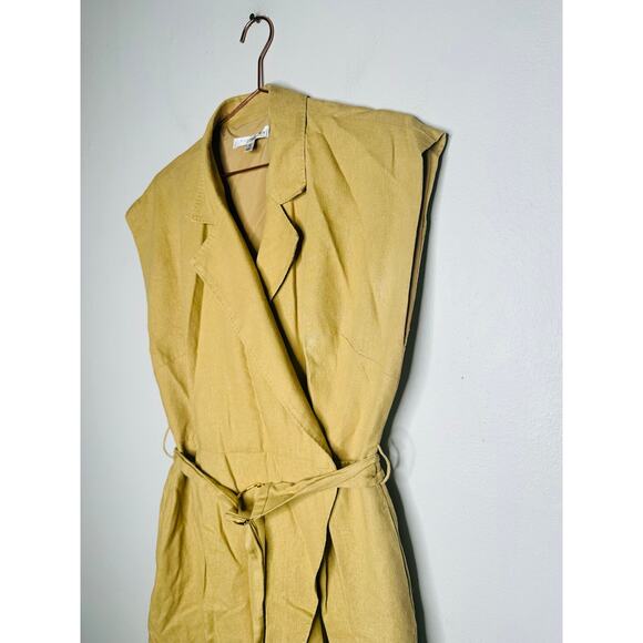 TOCCIN X RTR Khaki Brown Linen Blend Belted Utility Sarong Romper Size 10 - Picture 9 of 16